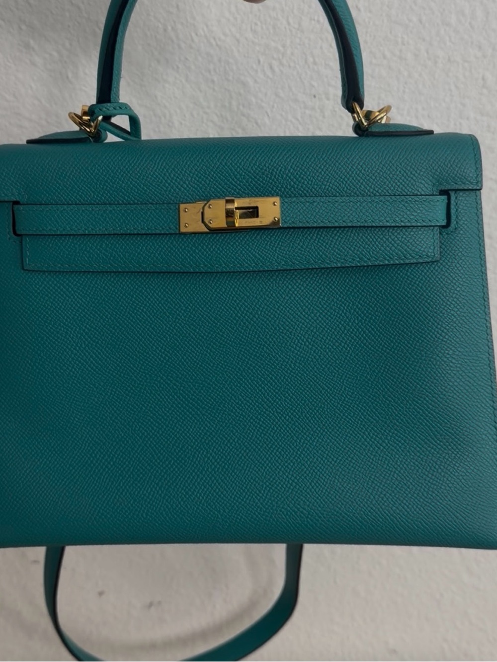 Kelly 25 green vert blue GHW FLAWED MISSING KEY SELLIER EPSOM
